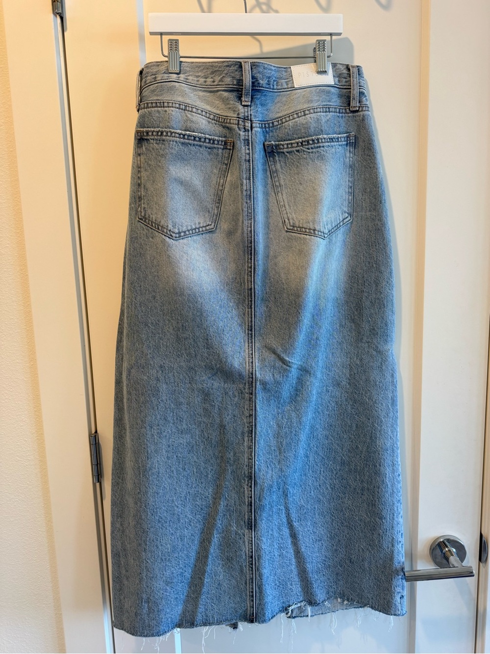 pistola Light Blue High-Waist Denim Midi Skirt with Front Slit - Picture 3 of 3